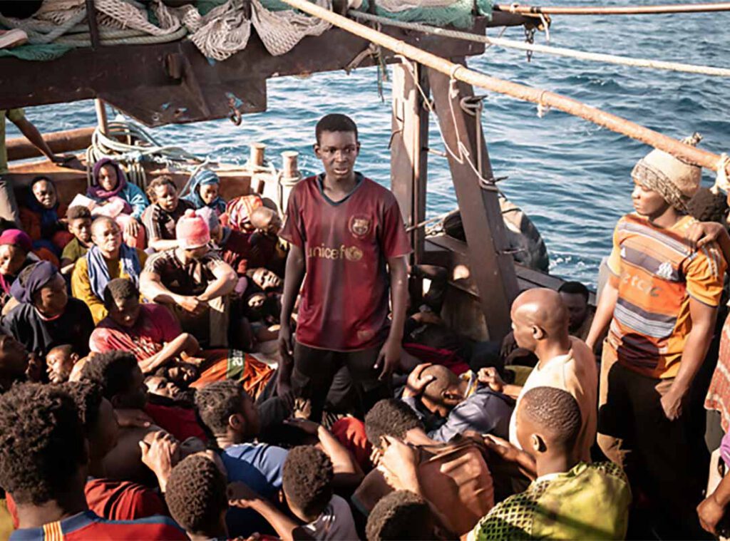 Scena del film Io Capitano con Seydou Sarr